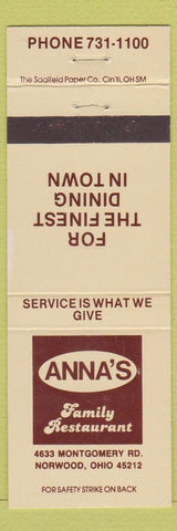 Matchbook Cover - Anna's Family Restaurant Norwood OH