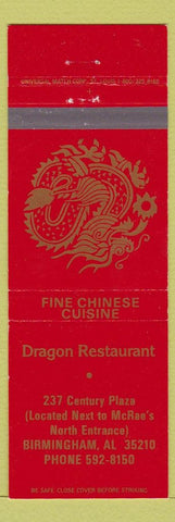 Matchbook Cover - Dragon Restaurant Birmingham AL