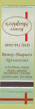 Matchbook Cover - Benny Shapiro's Cleveland OH