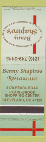Matchbook Cover - Benny Shapiro's Cleveland OH