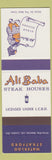 Matchbook Cover - Ali Baba Steak House Waterloo Stratford ON