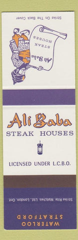 Matchbook Cover - Ali Baba Steak House Waterloo Stratford ON