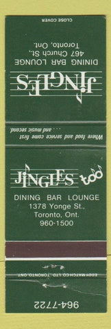 Matchbook Cover - Jingles Restaurant Toronto ON