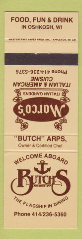 Matchbook Cover - Marco's Italian Butch's Anchor Inn Oshkosh WI