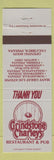 Matchbook Cover - Grindstone Charley's Noblesville Greenwood Anderson Fishers IN