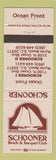Matchbook Cover - Schooner Beach Racquet Club Myrtle Beach SC