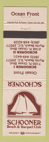 Matchbook Cover - Schooner Beach Racquet Club Myrtle Beach SC