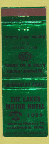 Matchbook Cover - Lake Motor Hotel Alexandria MN low phone