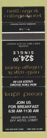 Matchbook Cover - Kafe Freja Restaurant Neill Wycik College Hotel Toronto ON
