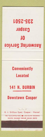 Matchbook Cover - Answering Service of Casper WY