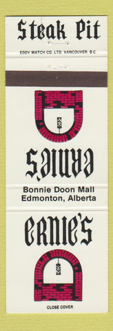 Matchbook Cover - Ernie's Steak Pit Edmonton AB