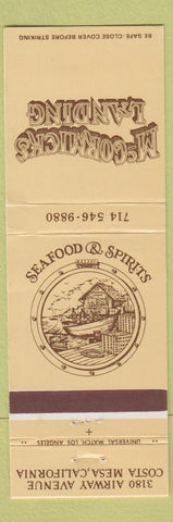 Matchbook Cover - McCormicks Landing Coast Mesa CA