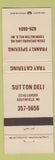Matchbook Cover - Sutton Deli Farmington Hills MI
