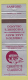 Matchbook Cover - Christo's Classic's Sanford FL Orlando Lake Mary