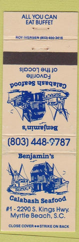 Matchbook Cover - Benjamin's Calabash Seafood Myrtle Beach SC WEAR