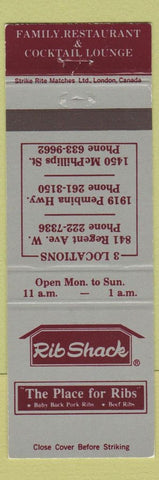 Matchbook Cover - Rib Shack Winnipeg MB