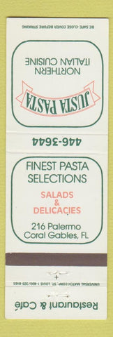 Matchbook Cover - Justa Pasta Italian Coral Gables FL