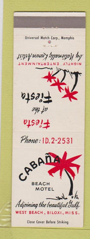 Matchbook Cover - Cabana Beach Motel Biloxi MS