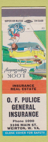Matchbook Cover - OF Pulice Insurance Weirton WV