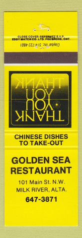 Matchbook Cover - Golden Sea Restaurant Milk River AB