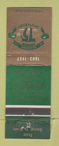 Matchbook Cover - United Cafe Chop Suey Brandon MB 75th 1957