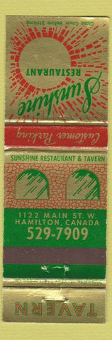 Matchbook Cover - Sunshine Restaurant Hamilton ON