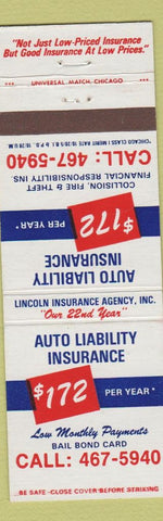 Matchbook Cover - Lincoln Insurance Agency Chicago IL