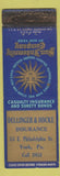Matchbook Cover - Dellinger Hocke Insurance York PA WORN STRIKER