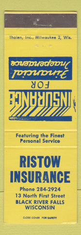 Matchbook Cover - Ristow Insurance Black River Falls WI