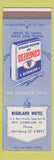 Matchbook Cover - Highland Motel New Cumberland PA