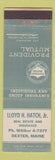 Matchbook Cover - Provident Mutual Insurance Lloyd Hatch Dexter ME