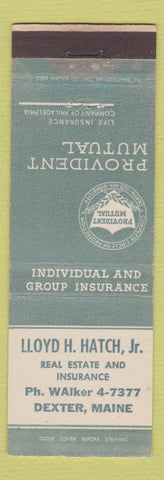 Matchbook Cover - Provident Mutual Insurance Lloyd Hatch Dexter ME