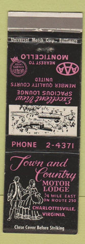 Matchbook Cover - Town and Country Motor Lodge Charlottesville VA