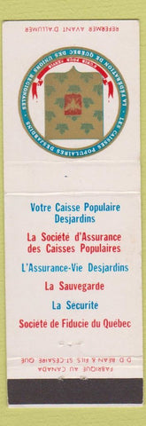Matchbook Cover - Les Caisses Populaires Desjardines QC