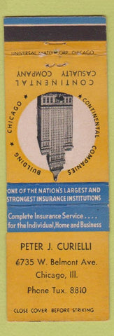 Matchbook Cover - Peter J Curielli Insurance Chicago IL