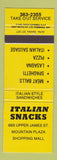 Matchbook Cover - Italian Snacks Hamilton ON