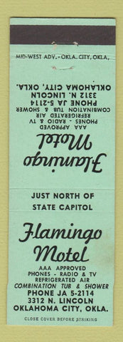 Matchbook Cover - Flamingo Motel Oklahoma City OK STAINED
