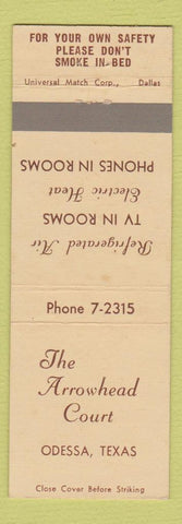 Matchbook Cover - Arrowhead Court Motel Odessa TX WEAR