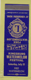 Matchbook Cover - Lions Club Kingsburg CA Watermelon Festival