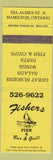 Matchbook Cover - Fishers Pier 4 Bar Hamilton ON YELLOW