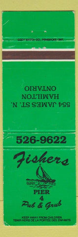 Matchbook Cover - Fishers Pier 4 Bar Hamilton ON GREEN WEAR