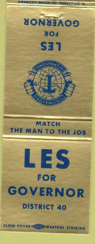 Matchbook Cover - Toastmasters International Les For Governor