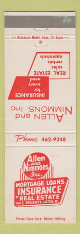 Matchbook Cover - Allen Nimmons Insurance Alton IL