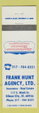 Matchbook Cover - American States Insurance Frank Hunt Gibson City IL