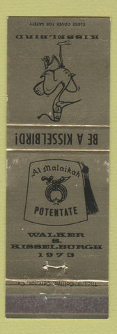 Matchbook Cover - Shriners Kissel Bird 1973 Las Vegas Hawaii