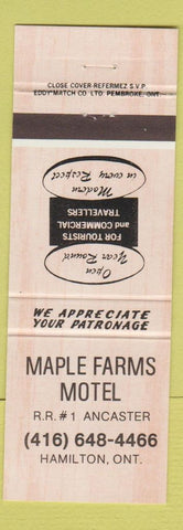 Matchbook Cover - Maple Farms Motel Hamilton ON