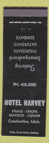 Matchbook Cover - Hotel Harvey Constantine MI