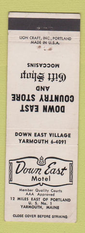 Matchbook Cover - Down East Motel Yarmouth ME Moccasins