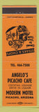 Matchbook Cover - Angelo's Picacho Cafe AZ