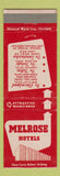 Matchbook Cover - Melrose Hotels Cleveland Tiffin Toledo Sandusky OH